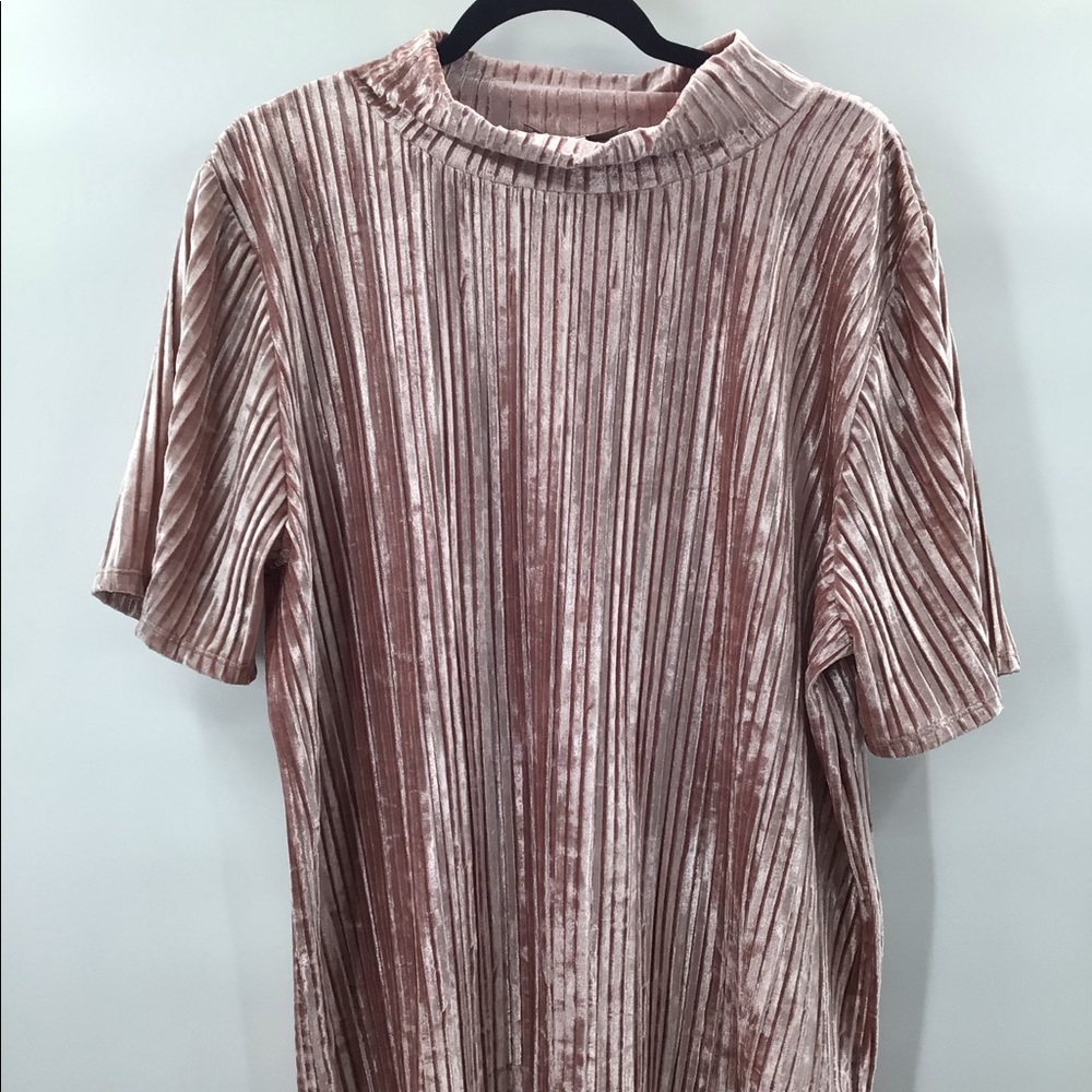 Ann Taylor Loft Ribbed Mock Neck Velvet Top